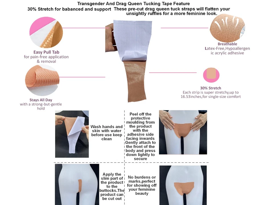 BIMEI Tucking Tape Self-adhesive Reusable Transgender Crossdresser,3 Colors - Image 2 of 4
