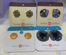 Lot of 4 NEW LINDSAY PHILLIPS Interchangeable Shoe Snaps Mischka Robin Edina Dot