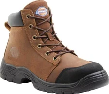 DICKIES MEN'S WRECKER 6" STEEL TOE EH INDUSTRIAL LEATHER BOOT sz 9 BROWN 504014D