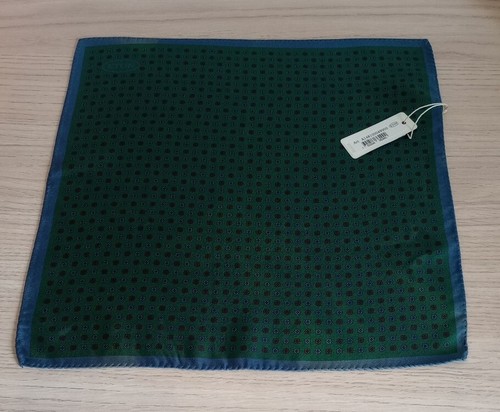 Eton Shirts Green & Blue 100 % Silk Pocket Square Wedding Formal Free UK P&P - 第 1/12 張圖片