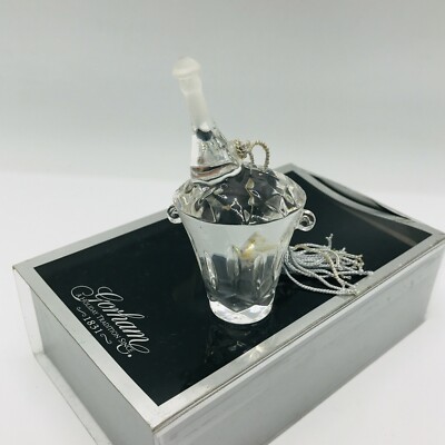 Y2K Gorham 2000 Champagne Bucket Crystal Ornament Ice Bucket 3.5'' NYE