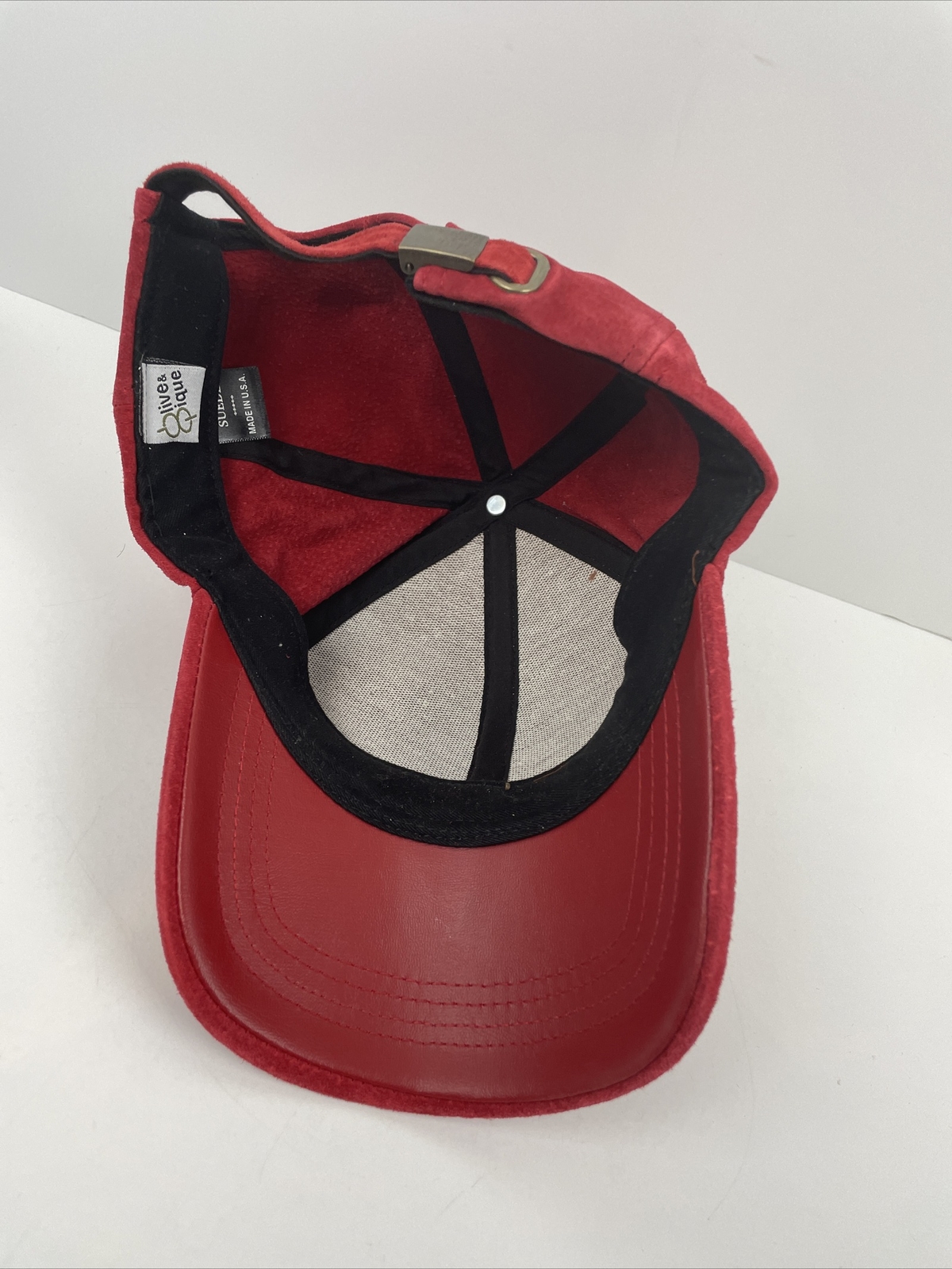 Solid Red Suede Hat Plain Adjustable Strap OSFA B… - image 8