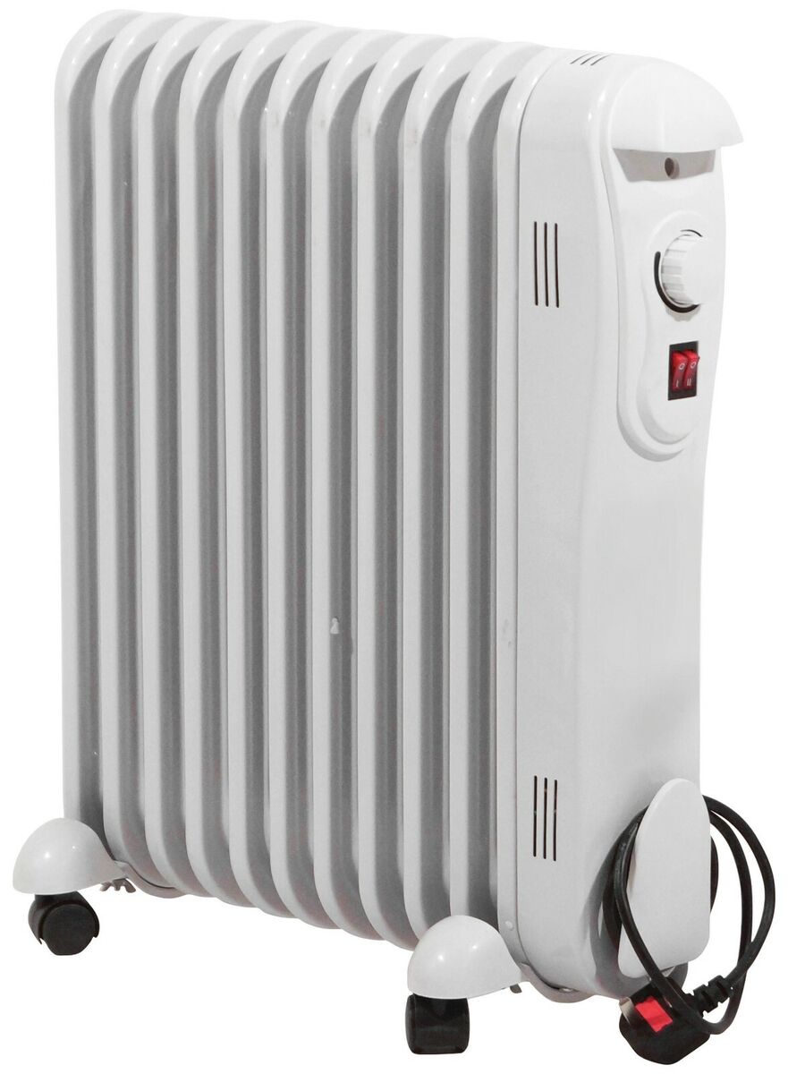 Prem-I-Air White Modern Portable Electric Curved Oil Filled Radiator Heater  -NEW