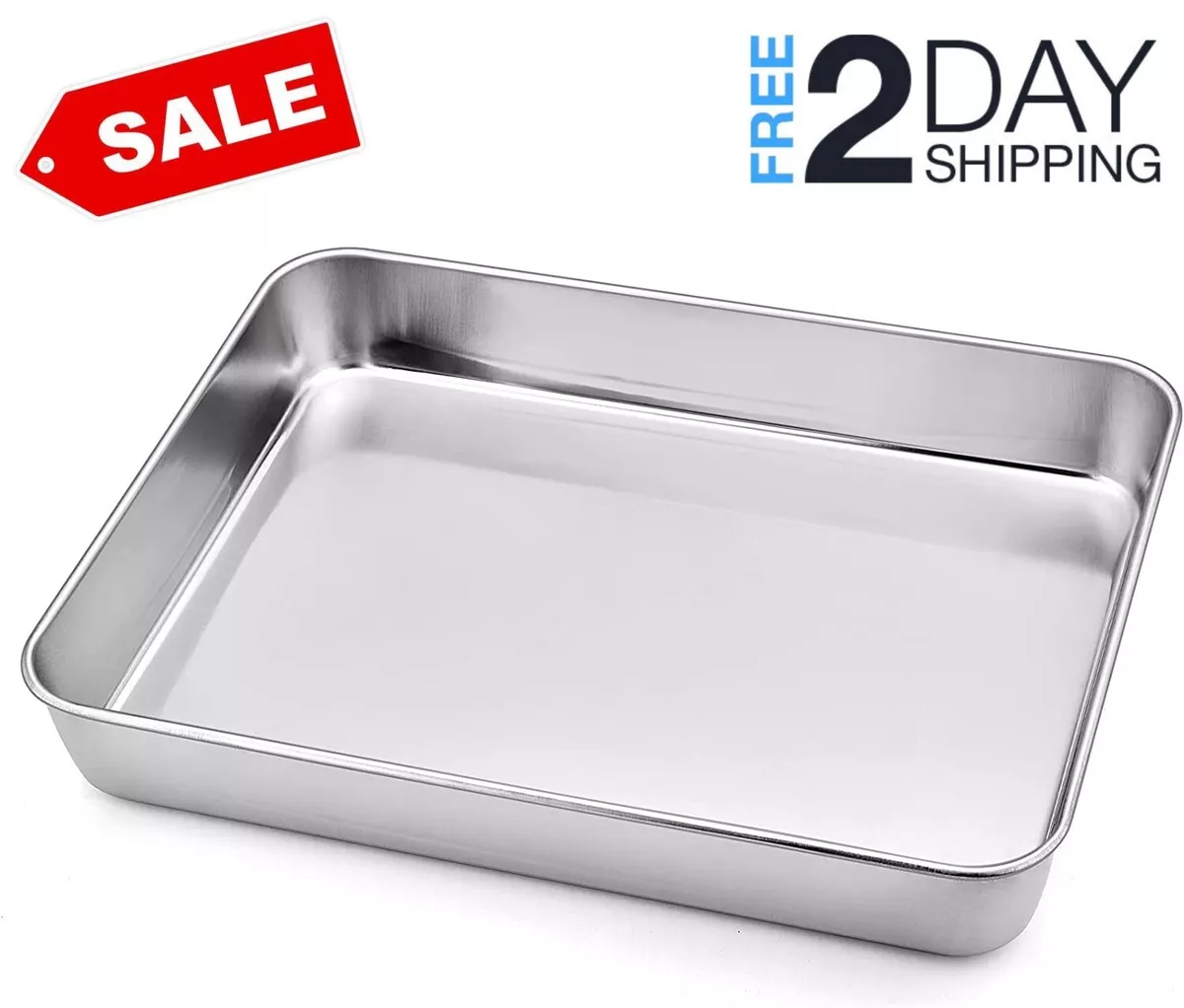 Deep Toaster Oven Tray Pan, Stainless Steel Small Rectangular