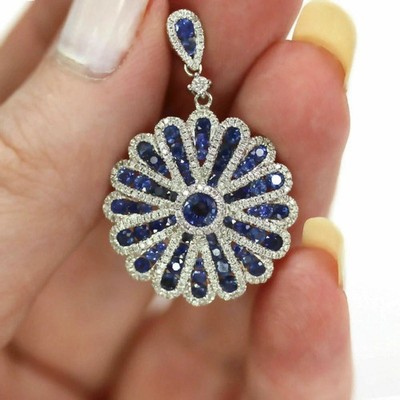 2Ct Round Cut LabCreated Sapphire Anniversary Gift Pendant 14K White Gold Plated