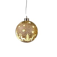 LED HäNgedeko Kugel Frosty Winterwald Gold ⌀ 12Cm Glas Mit Timer Formano