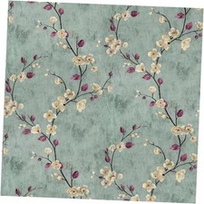 17.5 x120 Floral Peel and Stick Wallpaper Flower Tree 17.5" x 120" Green