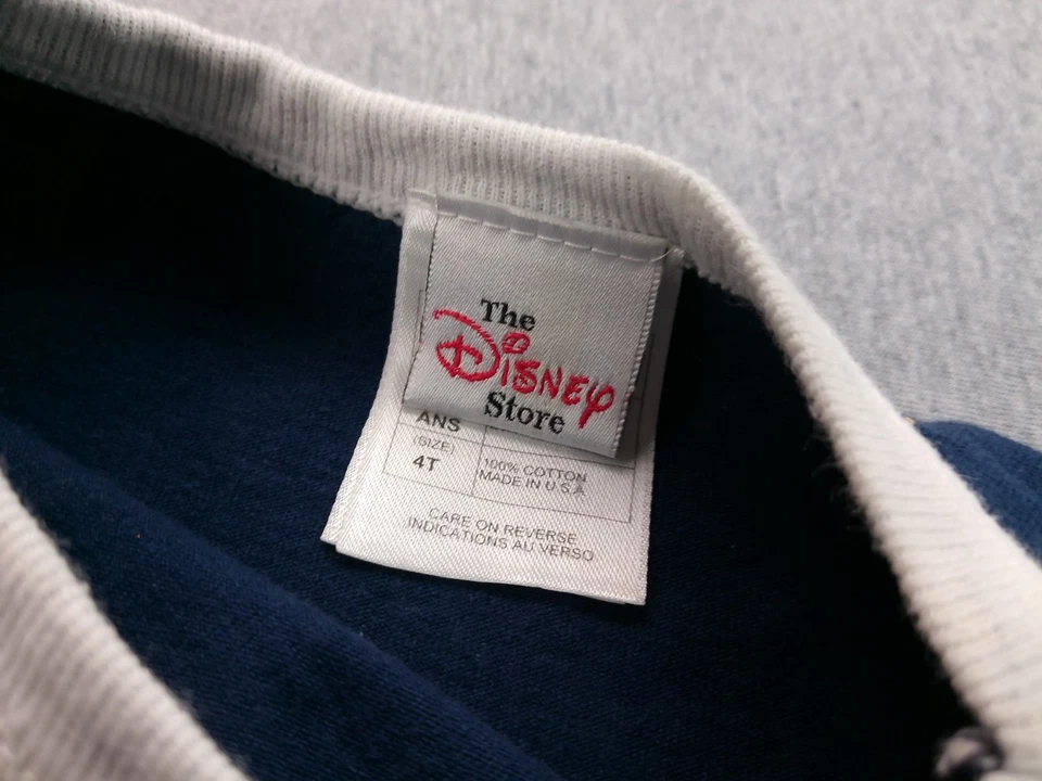 Camiseta De Colección Disney Mickey Mouse Niños 4T Azul Bordada Hecha en EE. UU. Camiseta de Algodón Foto 3 de 4