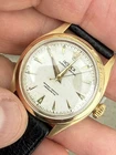 Rolex 6084 Semi Bubbleback 14k Yellow Gold Black Gilt Dial Watch Vintage 1962