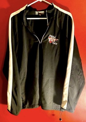 Full Tilt Poker Rare Pullover Long Sleeve Sweater Large Black White Stripes
