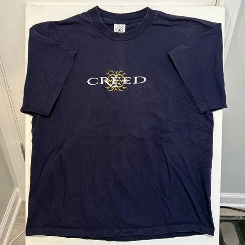 Vintage 90s Y2K Creed Concert Tour Rock Band Navy Blue Tee S 1990s vintage concert t-shirt, vintage, size XL, single stitch, B+ condition