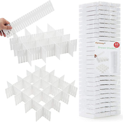 40Pcs Drawer Dividers, Adjustable Drawer Organizer for Socks, Underwear, Makeup,