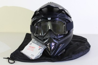 YEMA HELMET YM-915 Small Matte Black Full Face Motorcycle Dirt Bike & Goggles