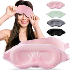 3D-shaped men's and women's sleep eye masks provide perfect light-blocking, are 