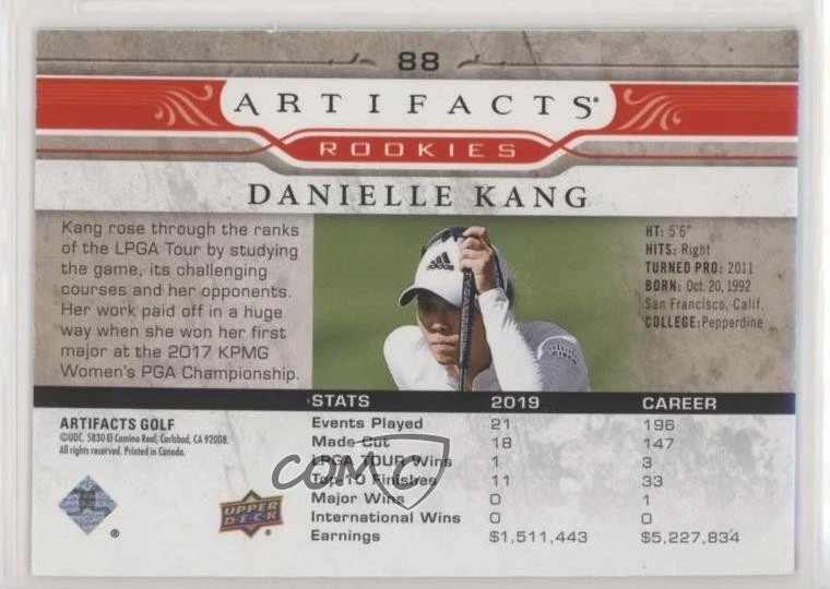 2021 Upper Deck Artifacts Horizontal Rookies Red /49 Danielle Kang #88 - Image 2 of 2