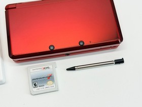 Nintendo 3DS Flame/Red Handheld System Bundle w/Mario Kart 7 Charger & SD Card