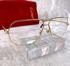 Vintage Cartier Eyeglasses Tank Gold Frame 64-12-140 with Velour Pouch