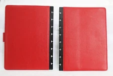 Levenger Circa Red & Black Smooth Leather Notebook Discbound Cover ONLY Preowned