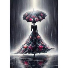 Diamond Painting Kits for Adults, Lady in Rain Diamond Art Kits for Beginners