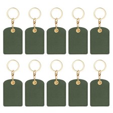 10pcs Leather Keychain,45mm Sublimation Keychain Blanks,Rectangular,Dark Green