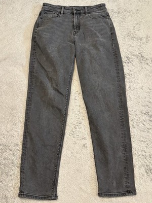 American Eagle Jeans Womens 2R Faded Black Mom Jean High Rise Denim Stretch