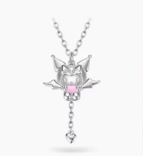 Sanrio Kuromi Halskette 925 Silber Bewegliche Flügel Halskette