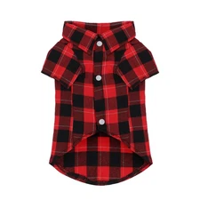Paiaite Plaid Dog Shirt Classic Checkered Style Pure Cotton Large Medium Small B
