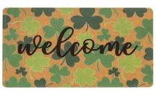 St. Patrick's Day Shamrock Coir Welcome Mat - Non-Slip Outdoor Decor
