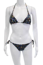 Stella McCartney Women Bikini Set Black Geometric Size XS