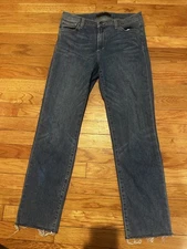 Joes Mid Rise Cigarette Ankle The Lara Raw Hem Jeans 28 Medium Wash