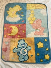 Vtg CARE BEAR Soft Plush Blanket Bedtime Sunshine Rainbow Bear Toddler Baby Y2K