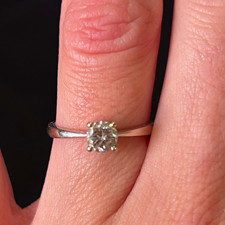 18ct White Gold Solitaire Engagement Ring 0.50ct Round Diamond BGI Cert