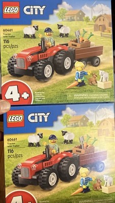 2 Sets For The Best LEGO City Red Farm Tractor with Trailer & Sheep 60461