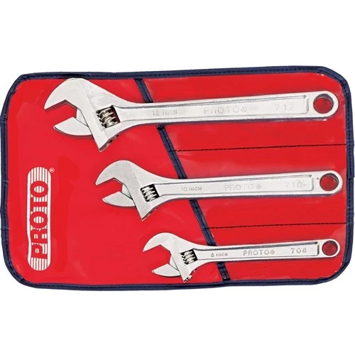 Proto J795A 3-Piece Satin Finish Extra-Wide Jaw Adjustable Wrench Set