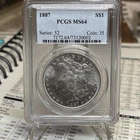 1887 Morgan Silver Dollar MS64 PCGS
