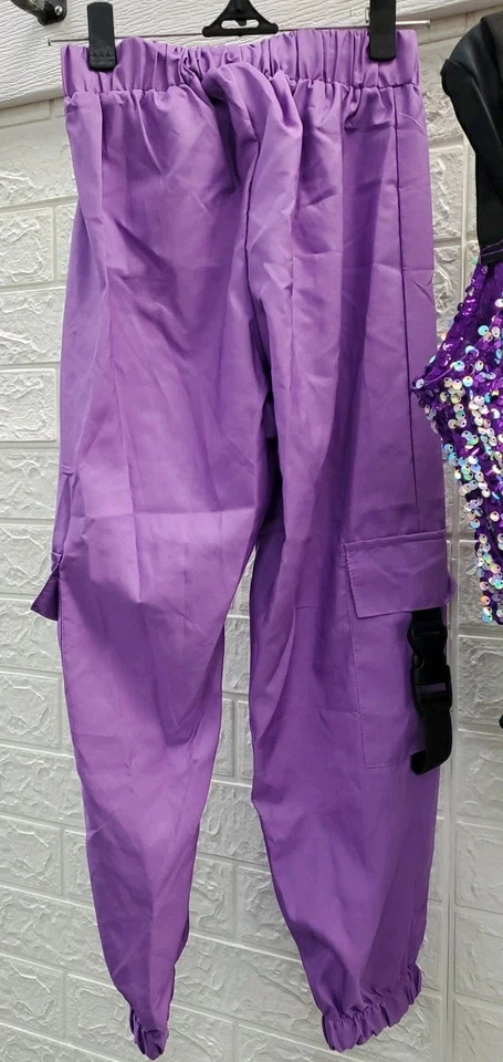 Nuevo Pantalón Carga Weissman Bebé Amatista/Top Una Pieza Lila/Negro Talla 7-8 Juvenil Foto 2 de 4