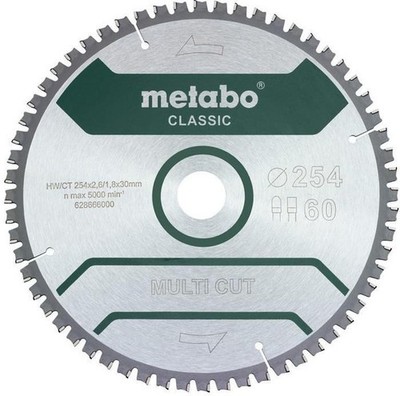 Metabo Kreissägeblatt multi cut classic D254x2,6/1,8xBohrung30mm Z.60 FZ/TZ