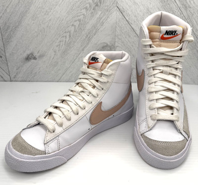 Nike Blazer Mid 77 Vintage Womens 7 White Pink Oxford Leather High Top Sneakers