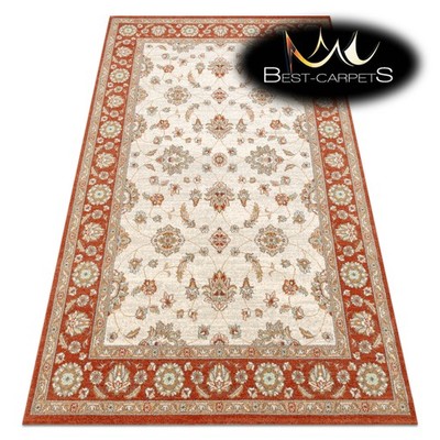 Orientalische 100% NATURWOLLE Teppiche ''SOHO'' Ornament Beige, Terrakotta Beste Qualität