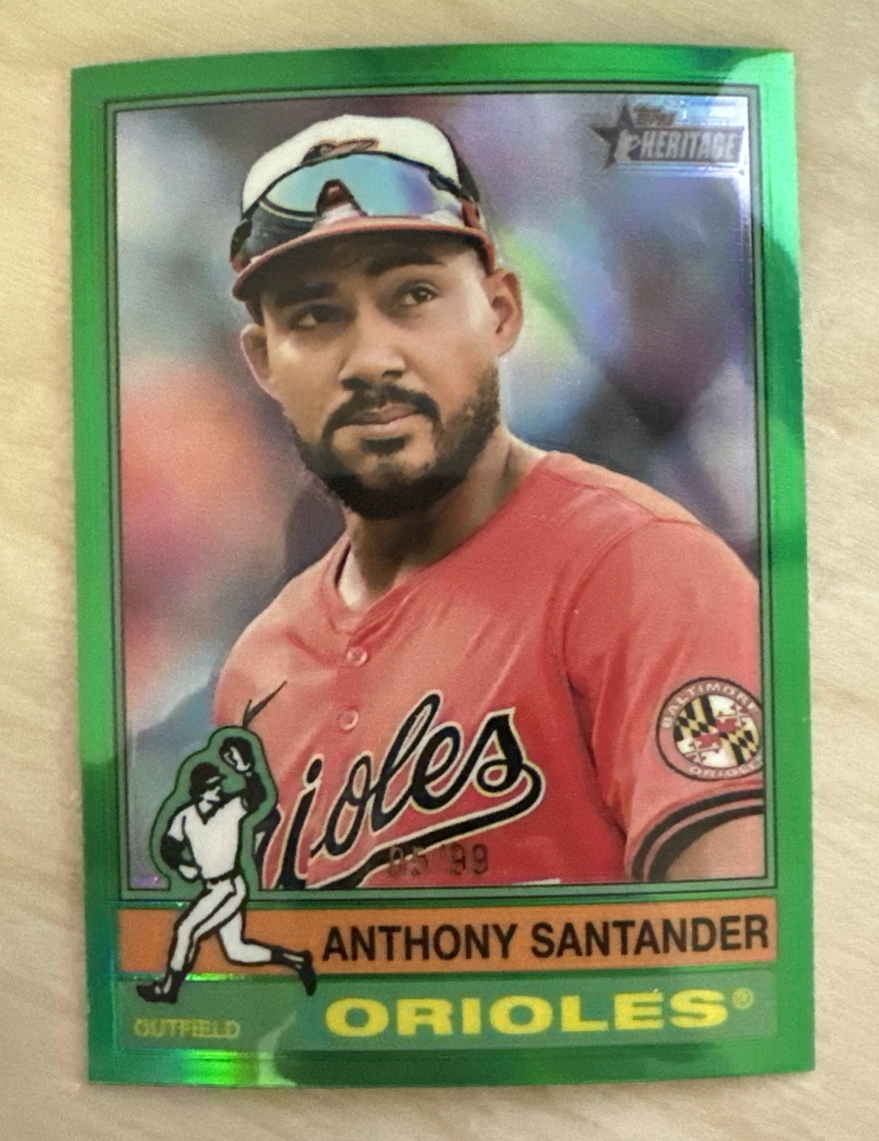 Anthony Santander 2025 Topps Heritage Chrome Green /99