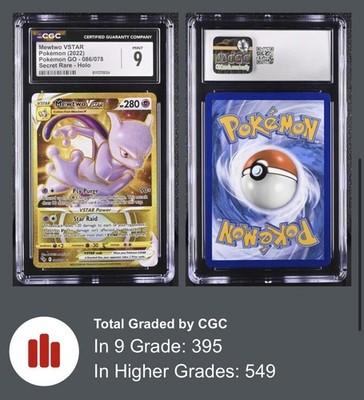 pokemon go cards mewtwo vstar Mewtwo VSTAR (Secret Rare) 086/078 Pokémon GO Holo 2022 CGC 9 MINT
