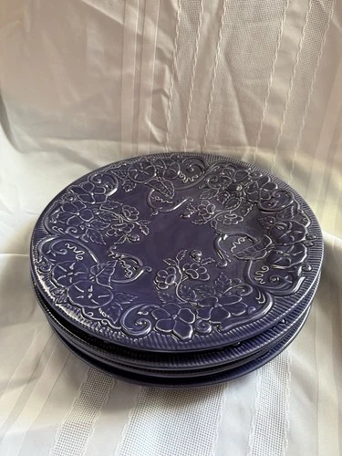 VTG Bordallo Pinheiro 10-3/4” Blue Morning Glory Plates Portugal Majolica