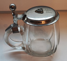 Alter Bierkrug mit Zinndeckel - Original Wellner - DMC - um 1900 - Initialen P.R