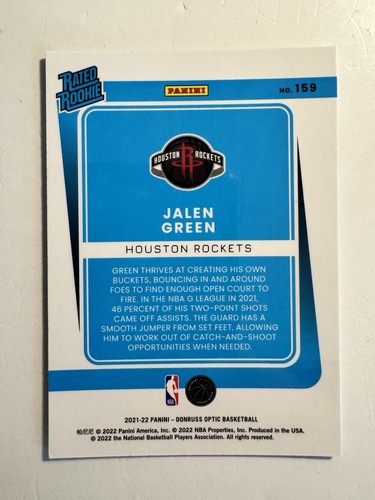 Panini Donruss Optic 2021-22 - Clasificado Rookie Holo Prizm #159 verde Jalen (RC) - Imagen 2 de 2