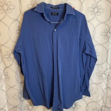 Men s Nautica Long Sleeve Blue Striped Button Up Shirt Size 17 Neck 34/35