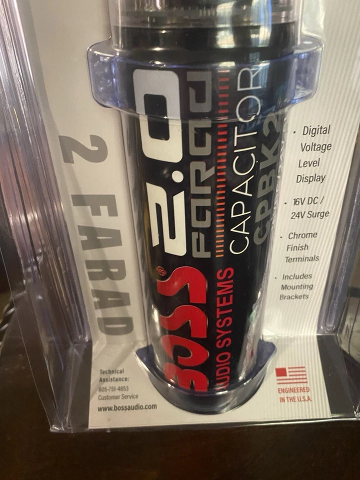 Boss CPBK2 2 Faradios 20 Voltios Voltaje Digital Coche Audio Condensador de Alimentación LED Negro Foto 3 de 4