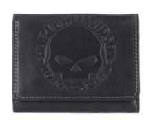 Harley Davidson Men's Willie G Skull Snap Trifold Wallet Black MWM054/08