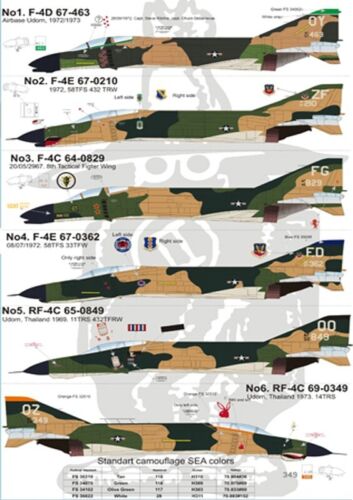 Druckmaßstab 48-045 Aufkleber für Flugzeug 1:48 F-4 Phantom II im Vietnamkrieg - Bild 2 von 3