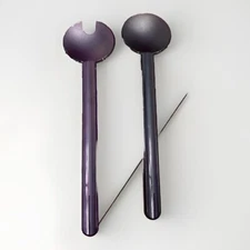 2 PC Tupperware Salad Server Set Fork Spoon Purple Acrylic Mid Century Modern