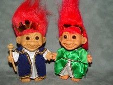 2 Troll Dolls 4 1/2" Russ Royal King and Queen Red Hair